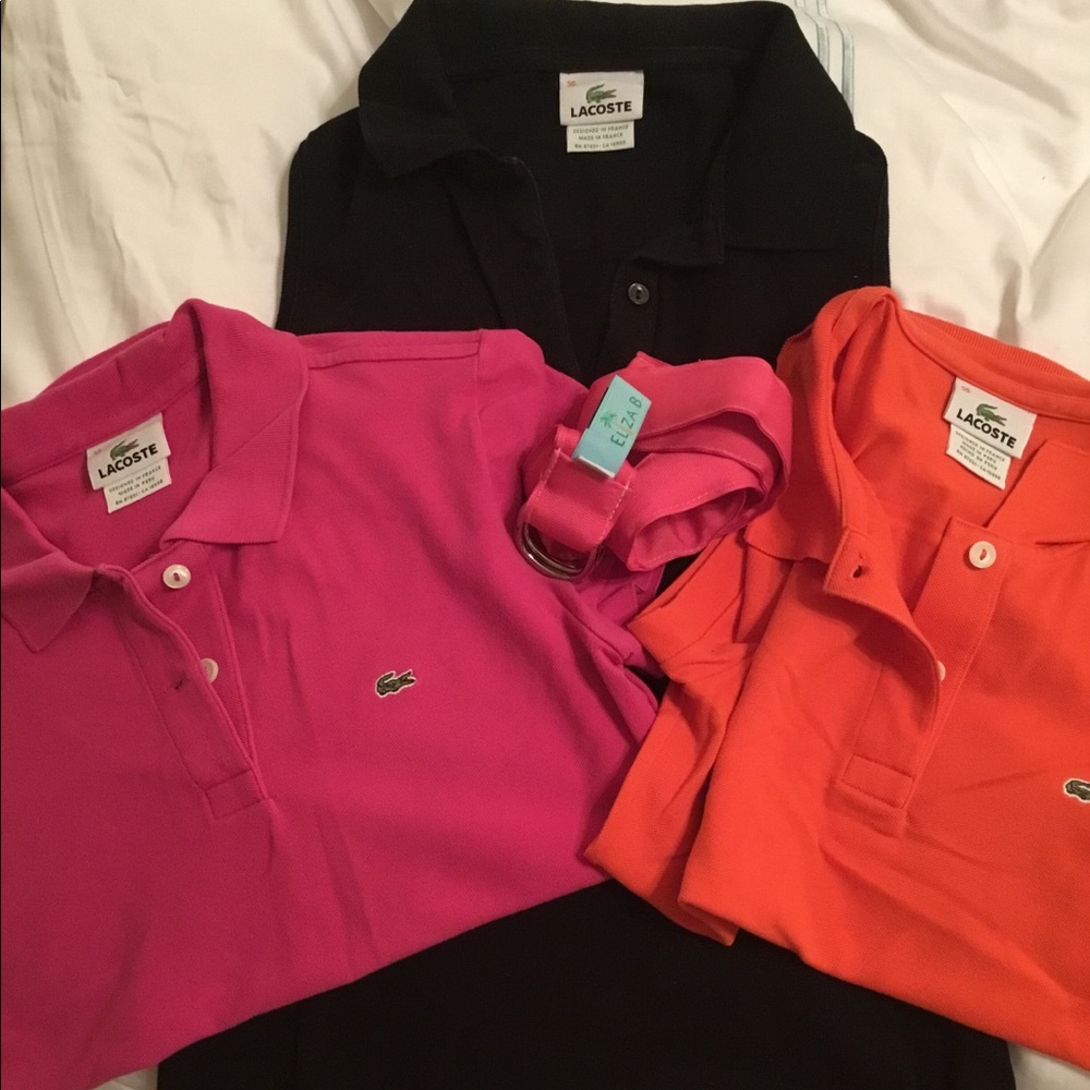 3 Lacoste shirts and a Eliza B belt